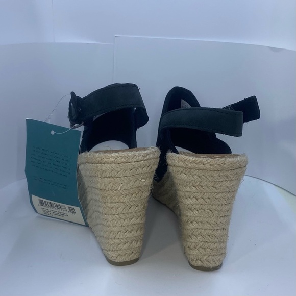 Black Tom’s Espadrille Wedge Shoes with Slingback Size 7W - Picture 6 of 10
